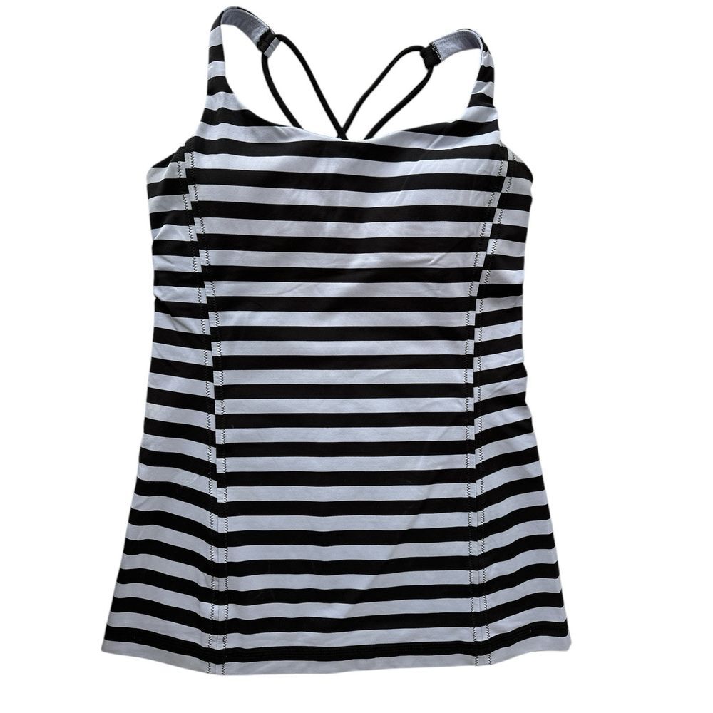 Lululemon Tank Top Women Size 4 Striped Padded Strappy Activewear Workout